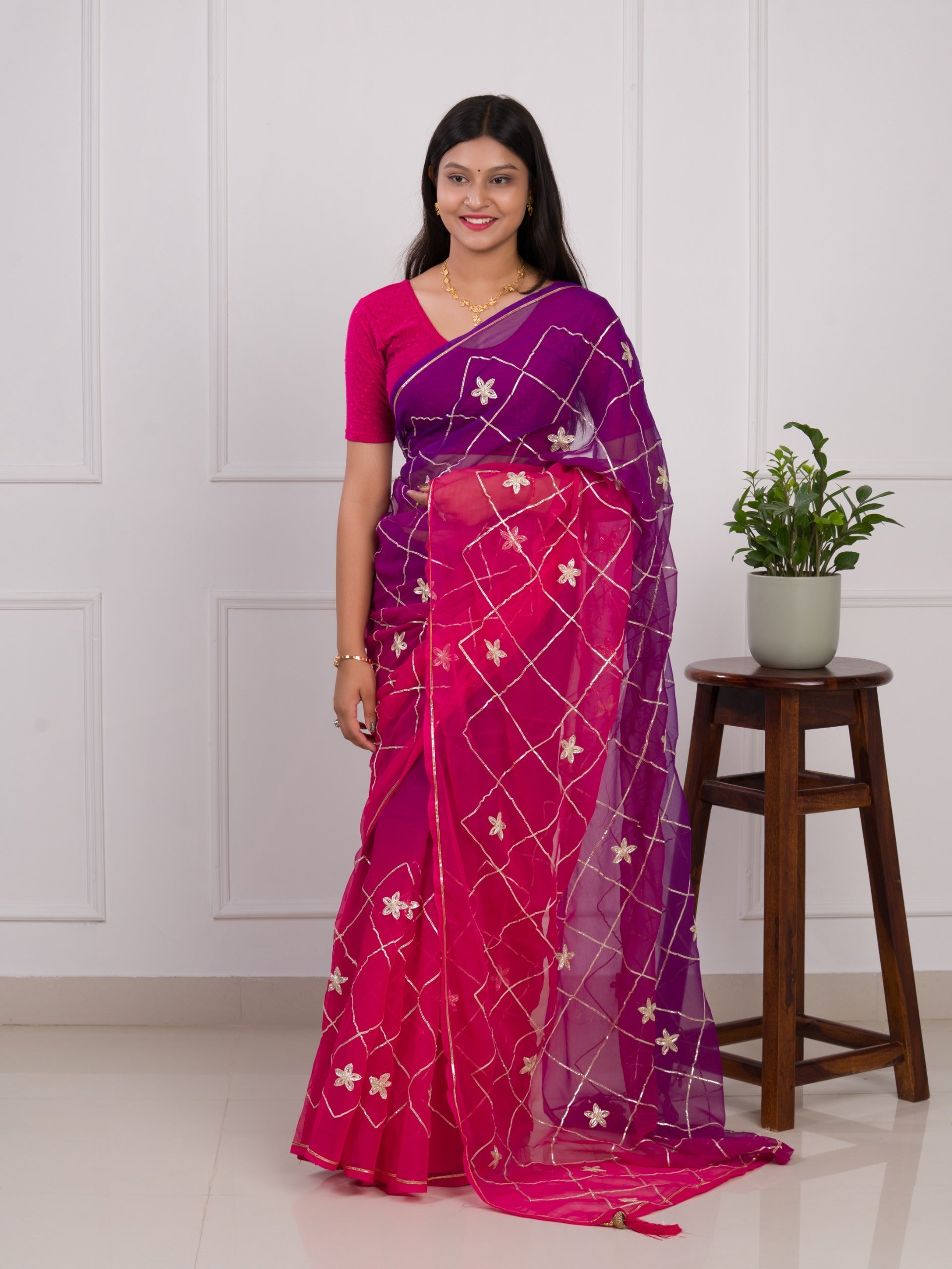 Tanmira New Beautiful  Georgette Multi Colour Gota Patti Work Saree  SWA