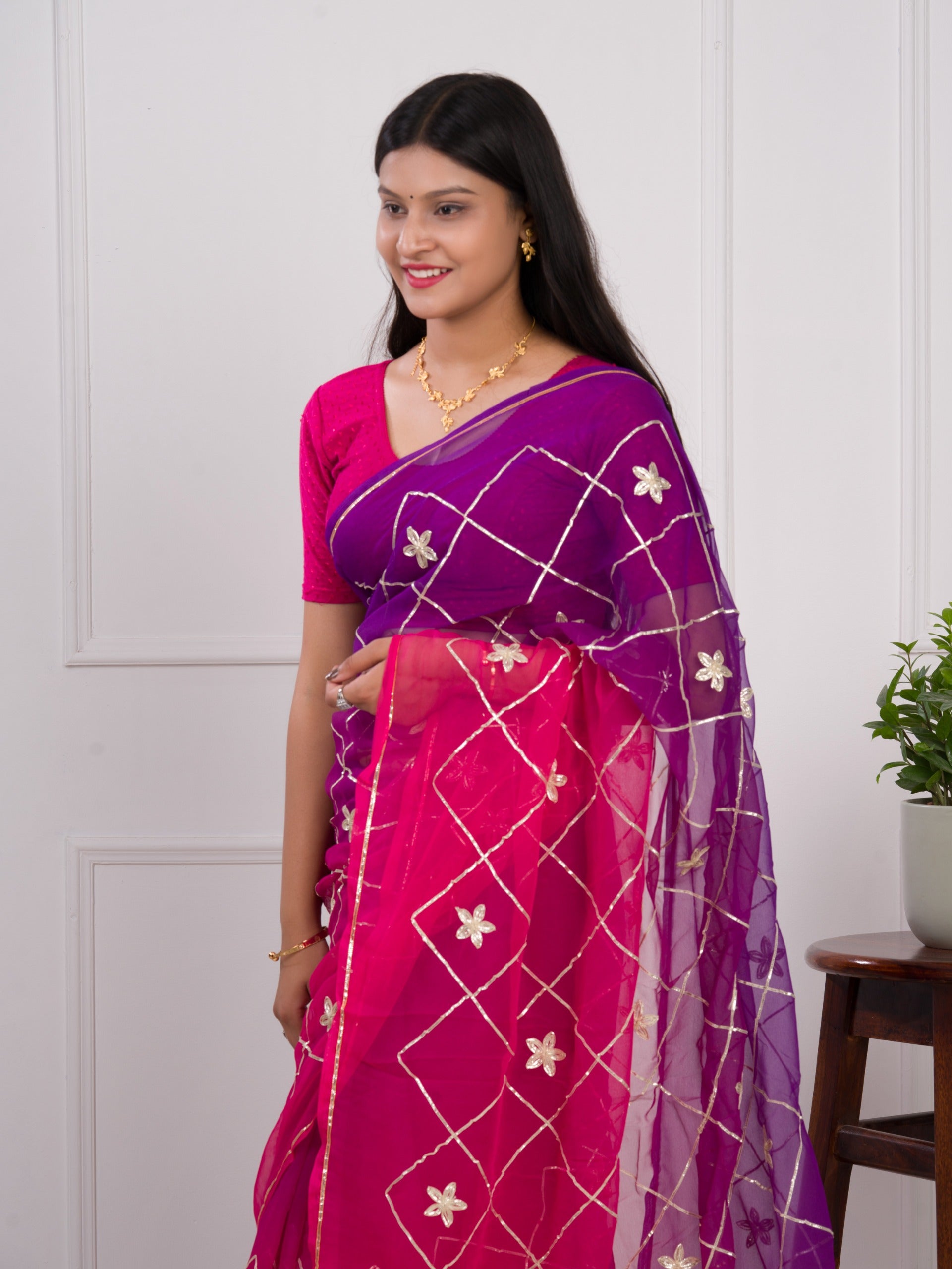 Tanmira New Beautiful  Georgette Multi Colour Gota Patti Work Saree  SWA