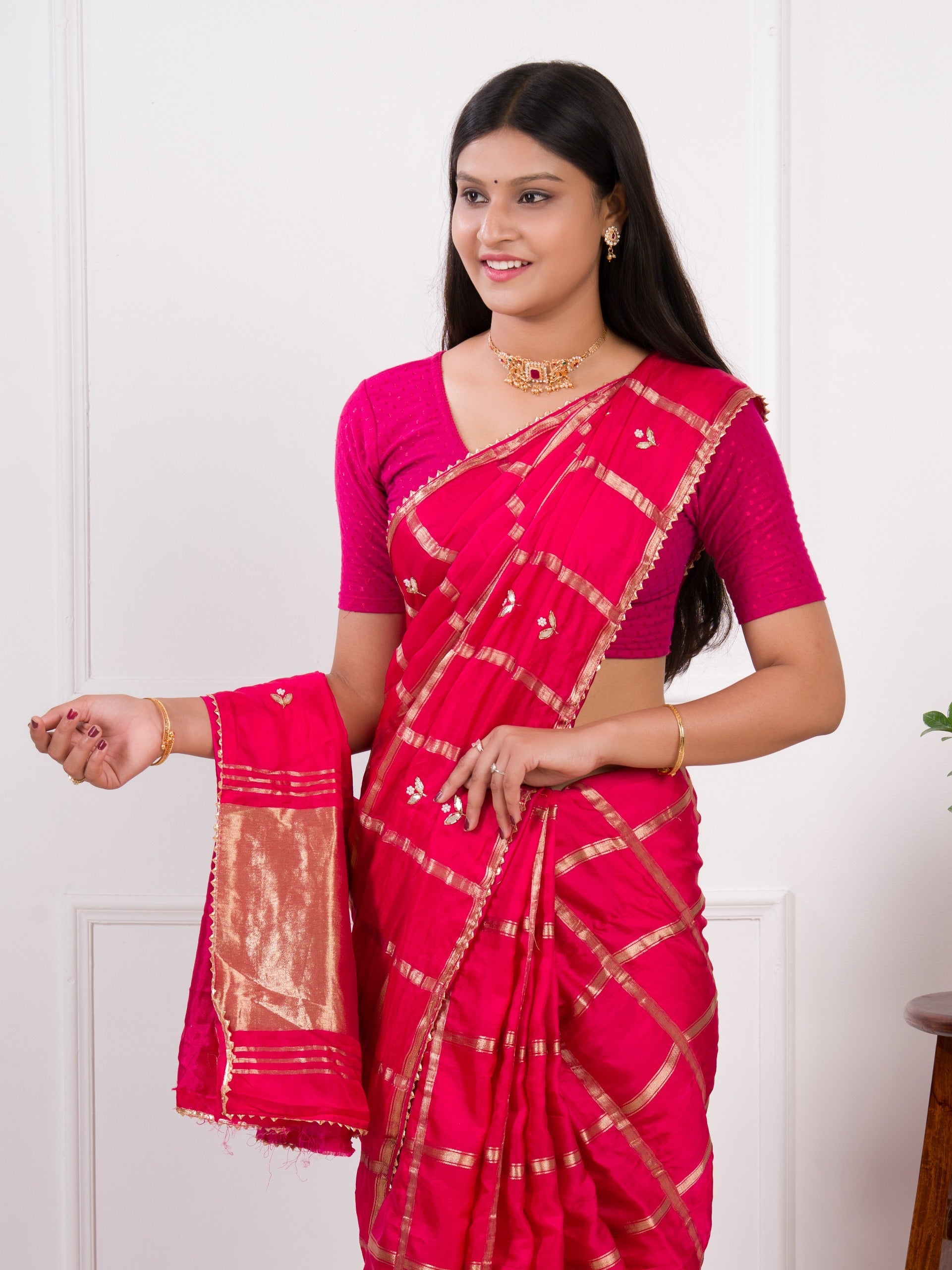 Tanmira Latest Arrival Designer Gaji Silk Gotapatti Handwork Saree  Rani