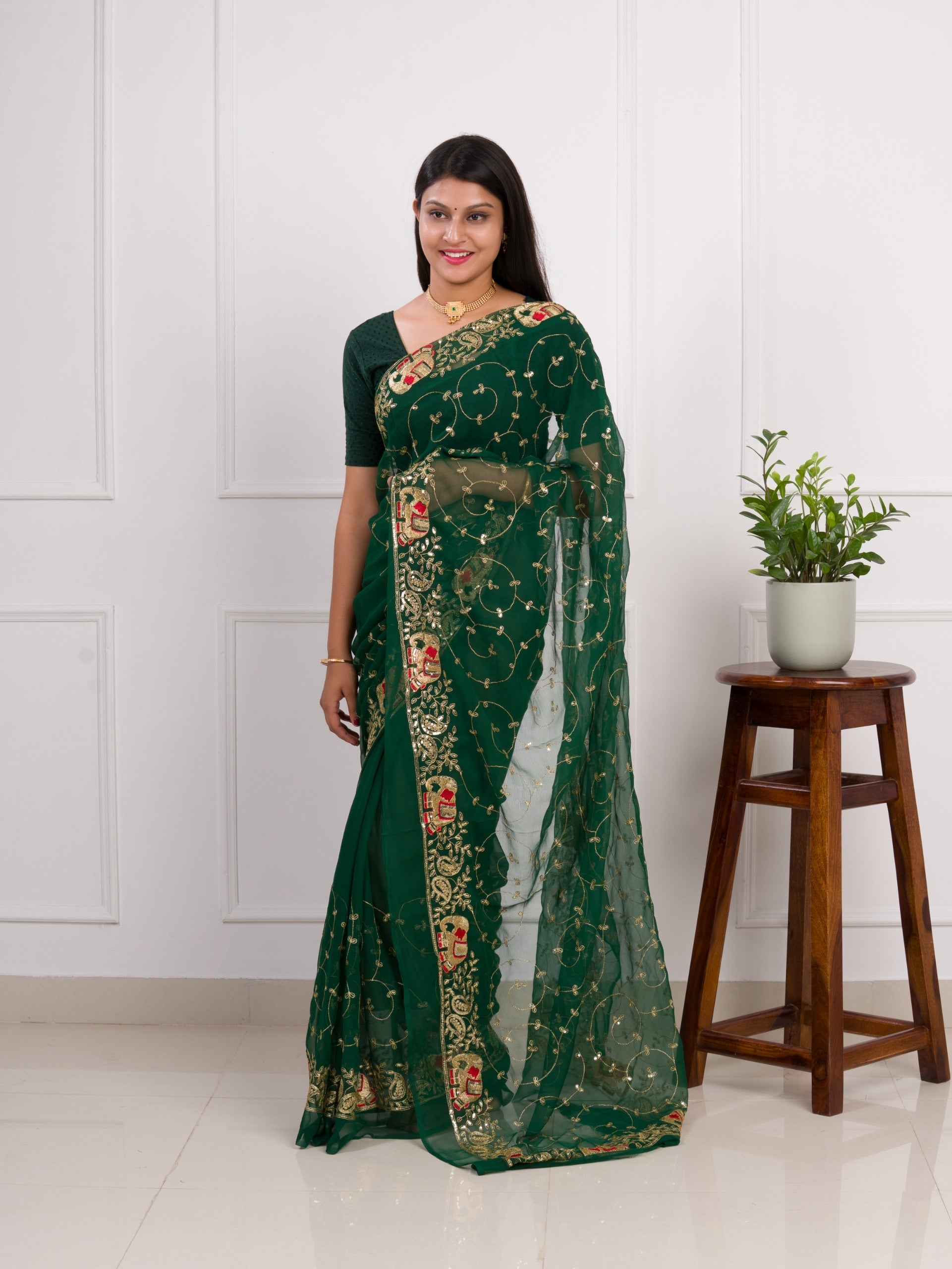Tanmira Cultural Elegance Traditional Georgette Saree for Bridesmaids  JAY