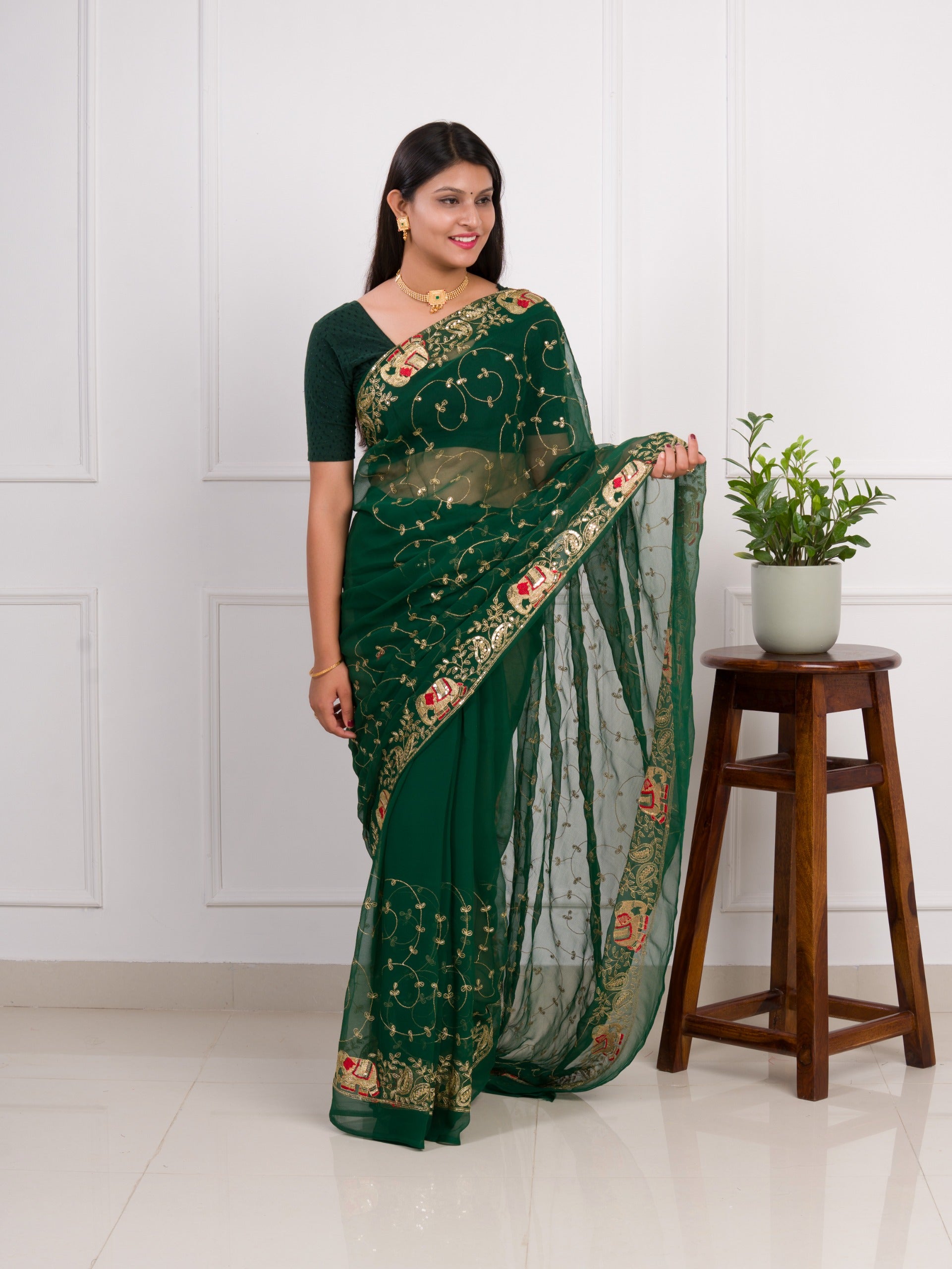 Tanmira Cultural Elegance Traditional Georgette Saree for Bridesmaids  JAY