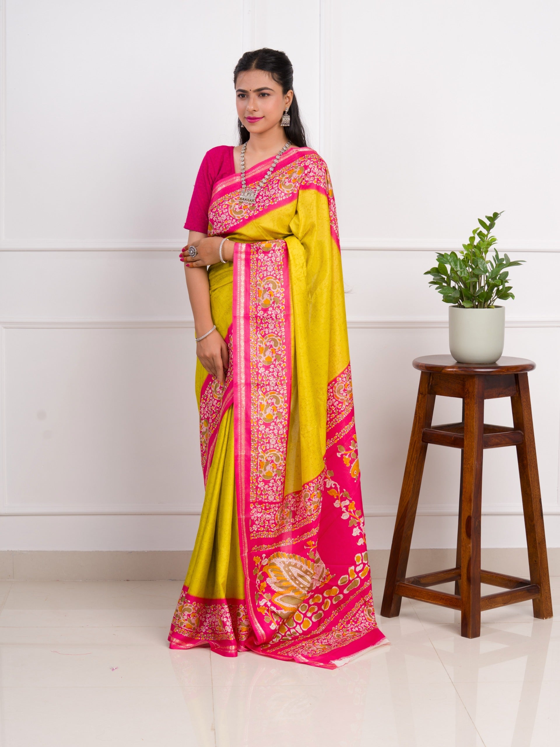 Tanmira Dola Silk Printed Style With Zari Border Work Saree  VJT