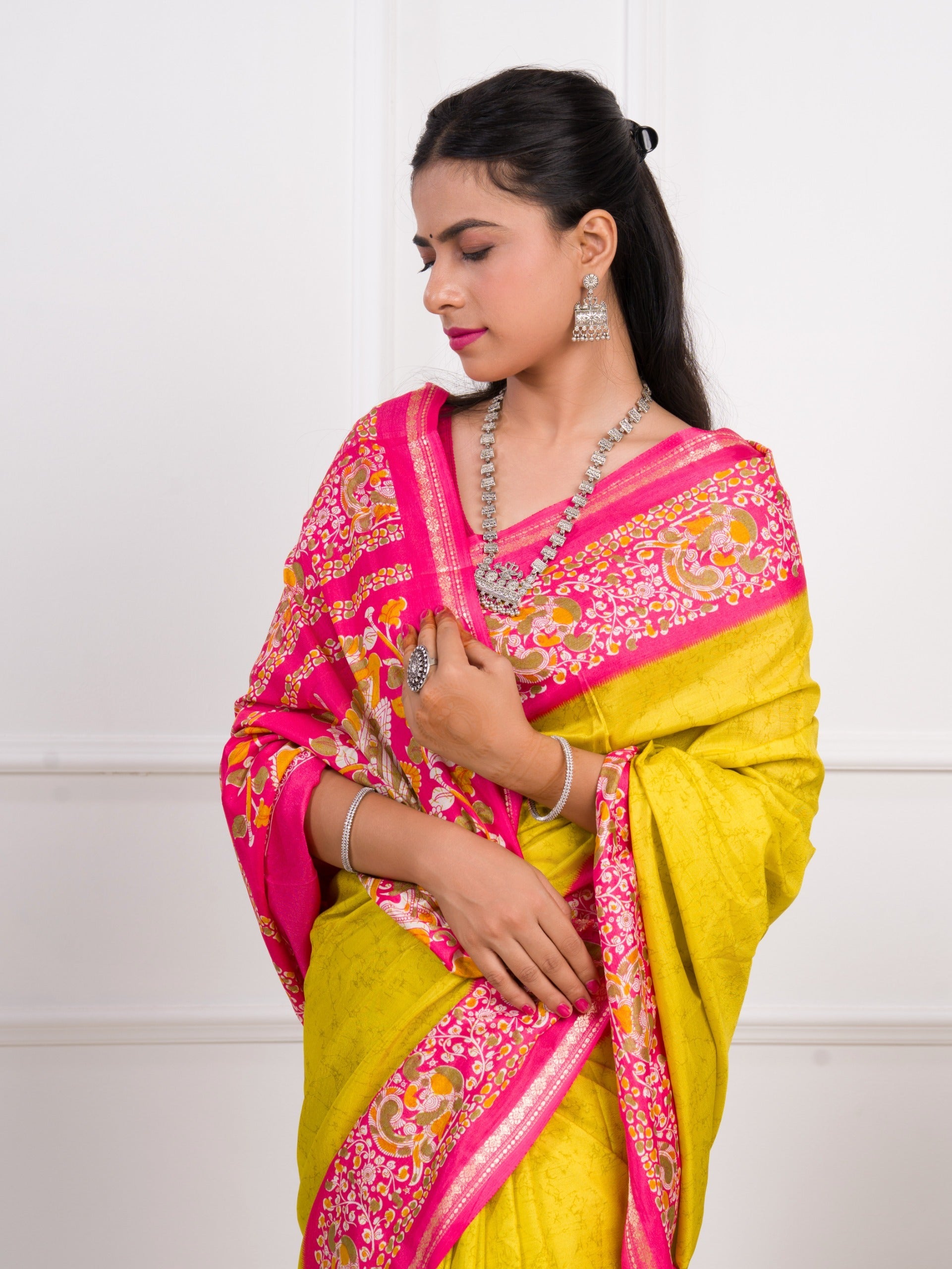 Tanmira Dola Silk Printed Style With Zari Border Work Saree  VJT