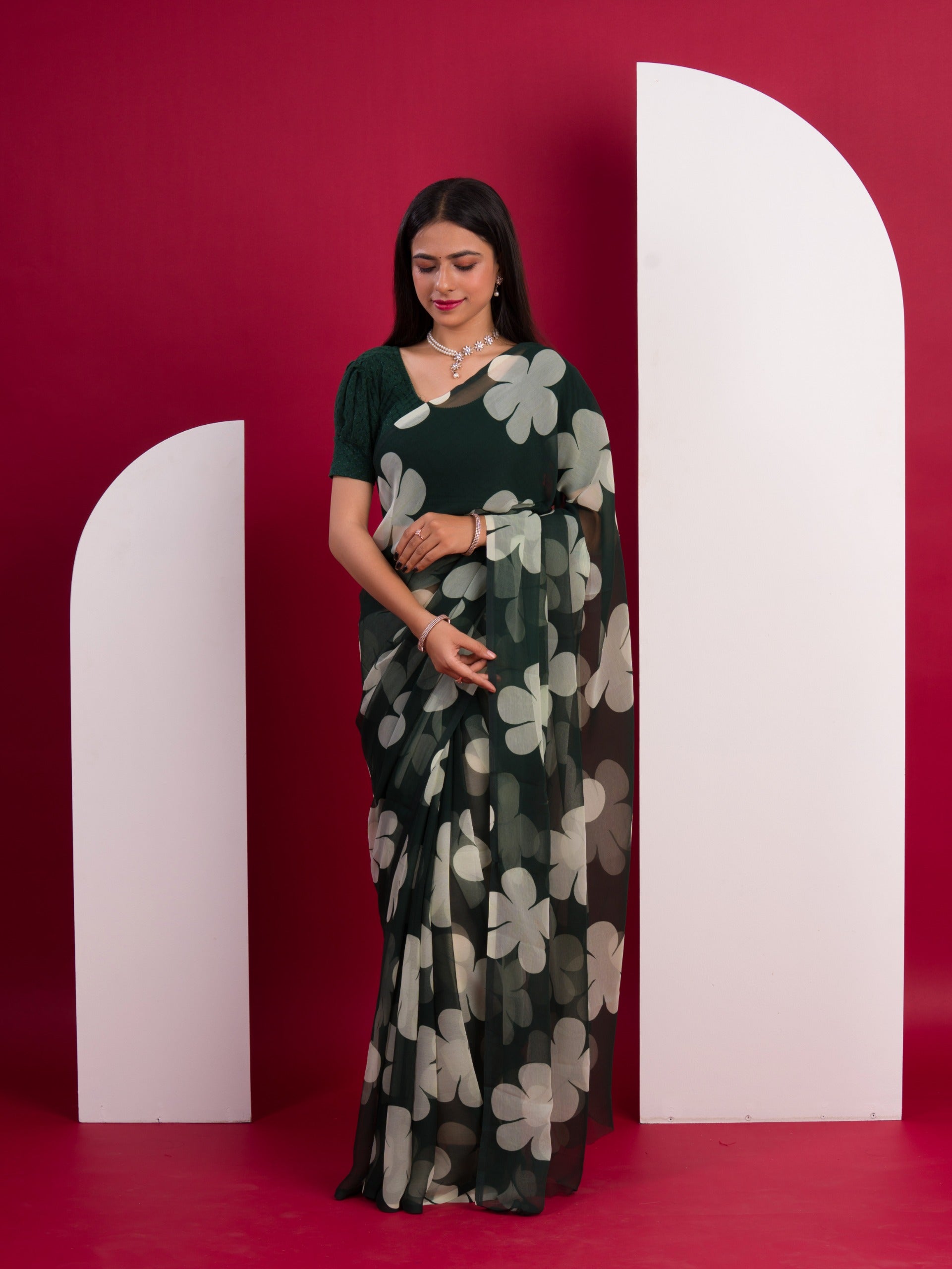Tanmira Latest New Pure Georgette Flower Printed Style Saree SUN