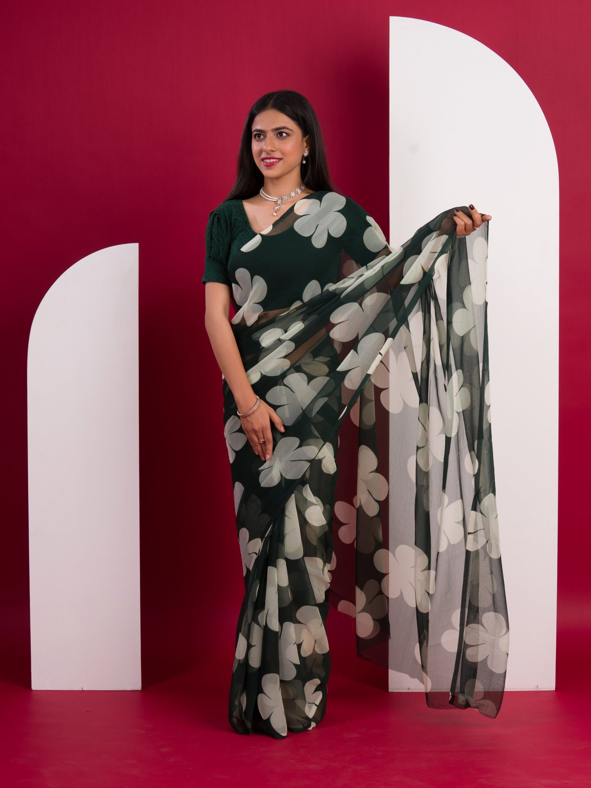 Tanmira Latest New Pure Georgette Flower Printed Style Saree SUN