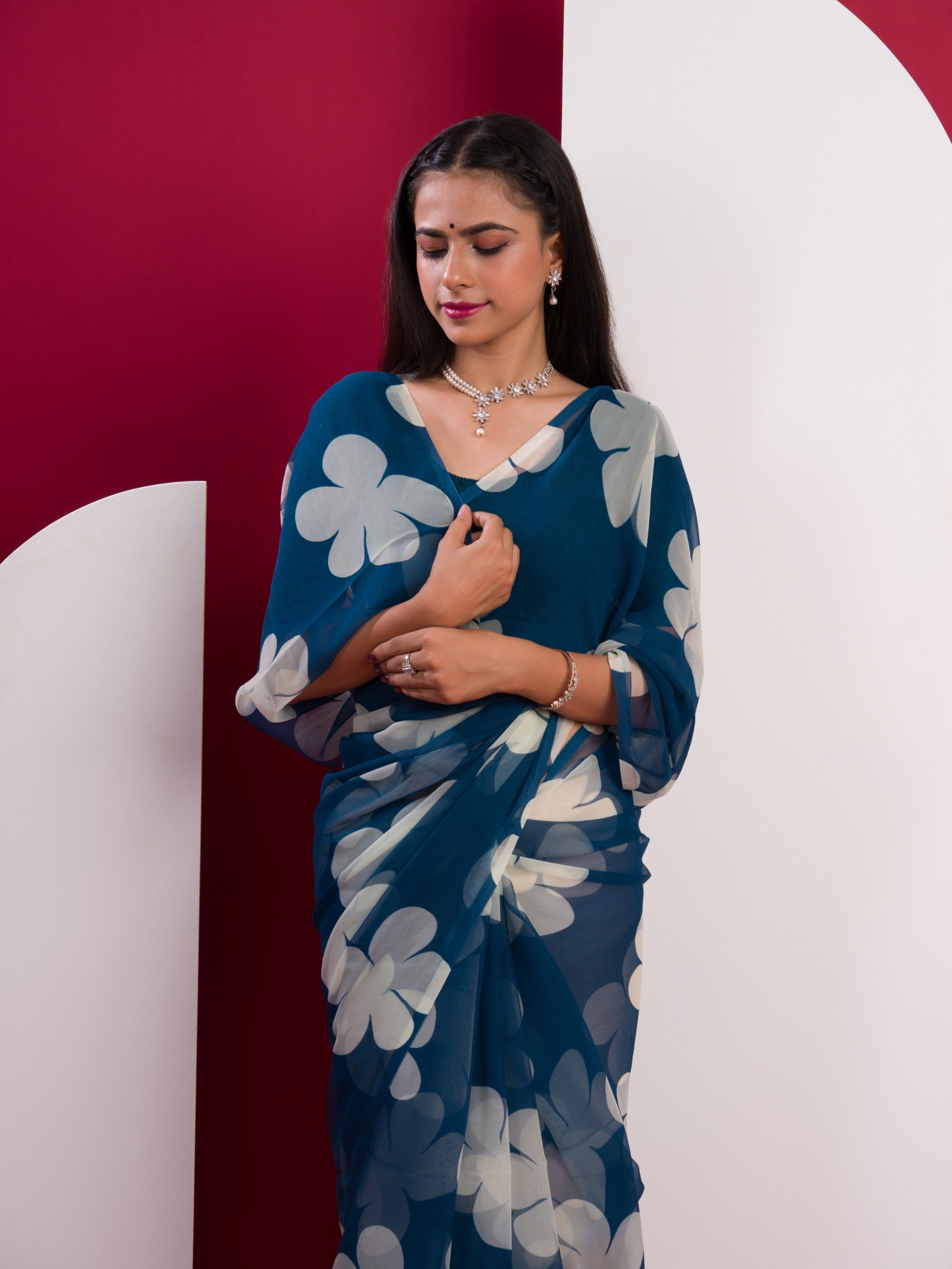 Tanmira Latest Pure Georgette Flower Printed Style Saree SUN