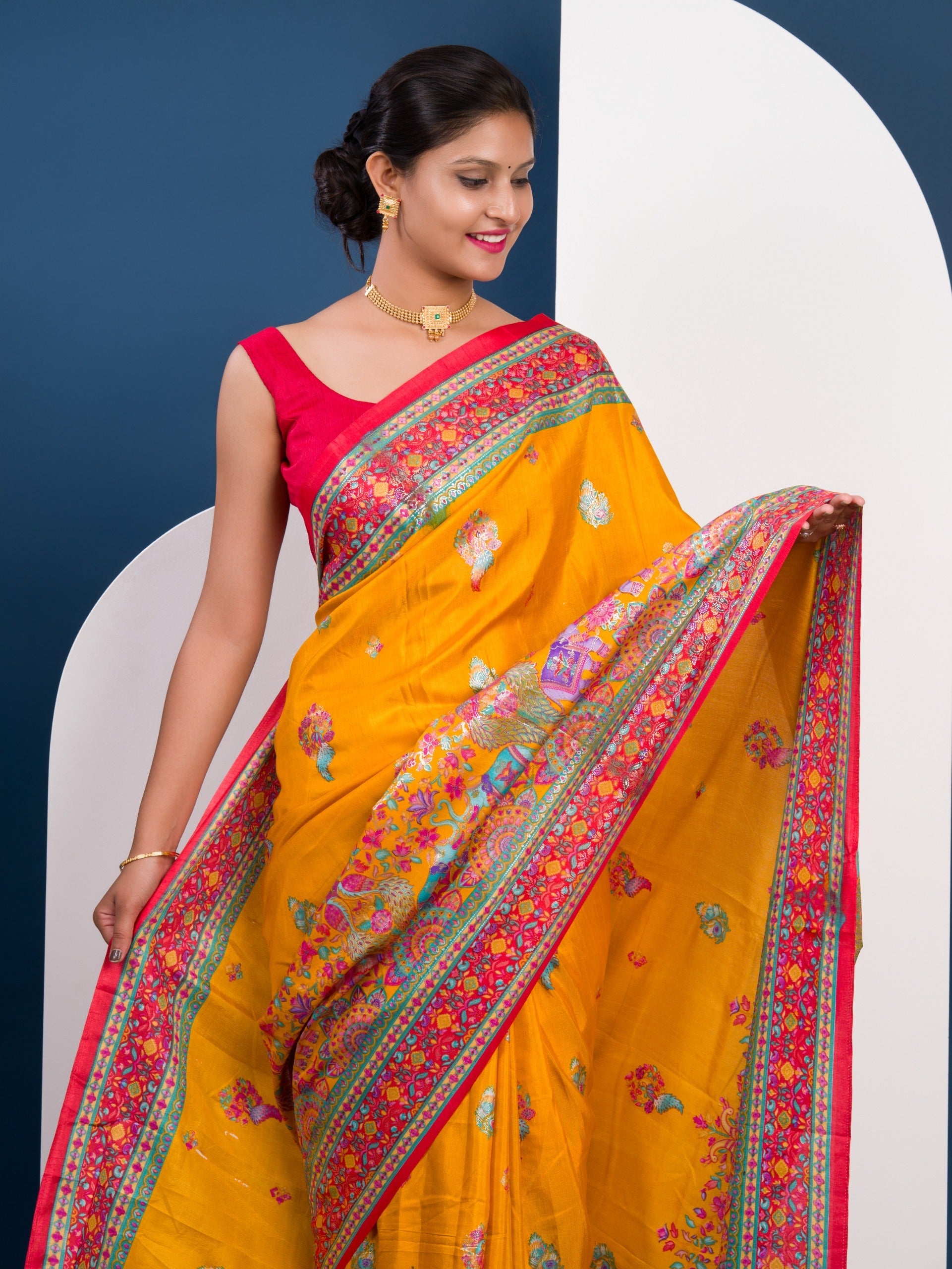 Tanmira New Dola Silk Kalamkari Wedding Wear Saree SWA