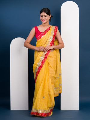 kota Doriya saree in Bandhani Style border 