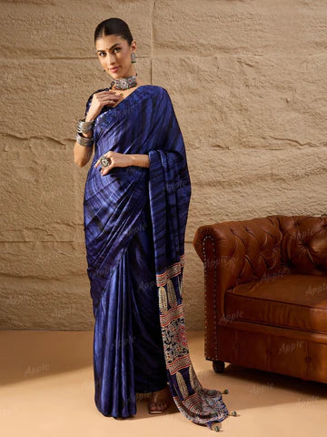 Tanmira New Crepe Silk Ajrakh Print With Festive Wear Saree APL