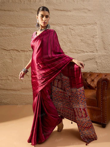 Tanmira New Latest Crepe Silk Ajrakh Print With Causal Wear Saree APL