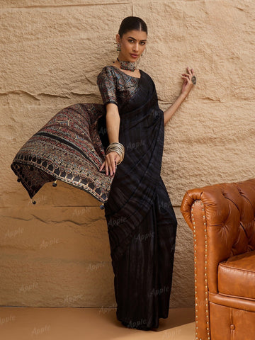 Tanmira New Beautiful Crepe Silk Ajrakh Print With Causal Wear Saree APL