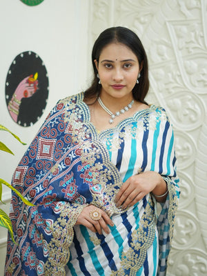 By Leheriya Chinon Silk Saree with Gotapatti Work