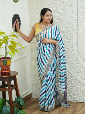 By Leheriya Chinon Silk Saree with Gotapatti Work