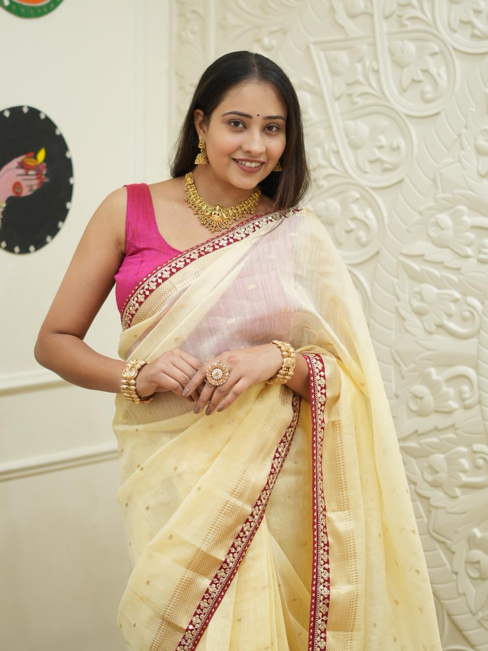 By Mhajani Saree With Gota Patti Work  