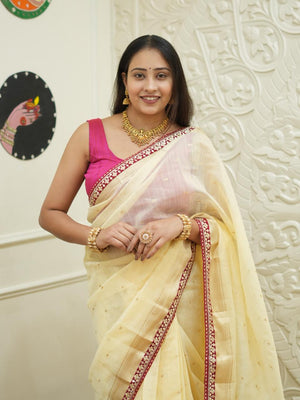 By Mhajani Saree With Gota Patti Work  