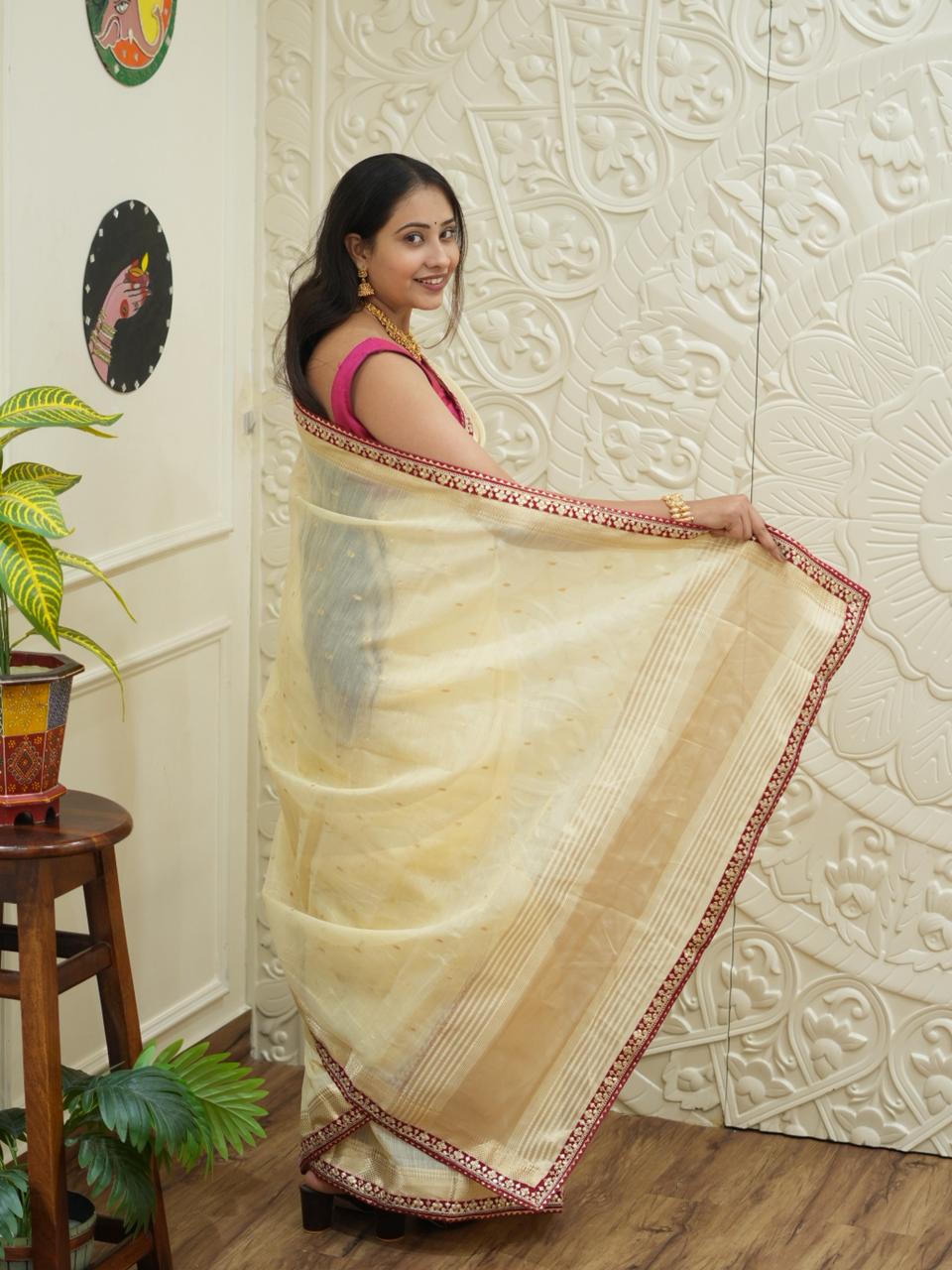 By Mhajani Saree With Gota Patti Work  