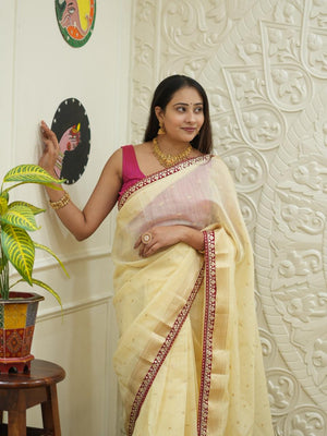 By Mhajani Saree With Gota Patti Work  