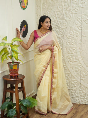 By Mhajani Saree With Gota Patti Work  