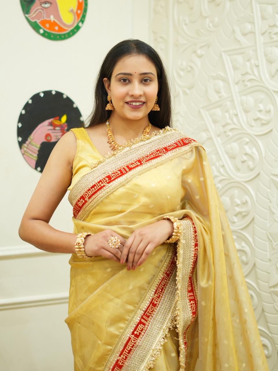 By Designer Saree With Zardosi Work 