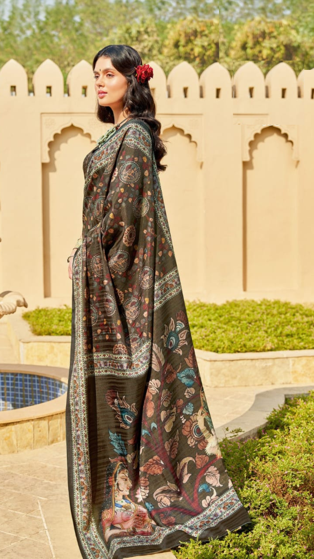 Tanmira New Cotton Silk Kalamkari printed Saree With Blouse  APL